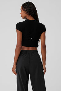 Ribbed Sea Coast Cropped Short Sleeve Tee