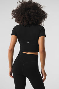 Seamless Winter Warm Plush Cropped Short Sleeve