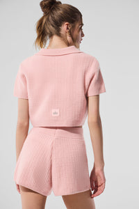 Cashmere Plush Waffle Polo Tee