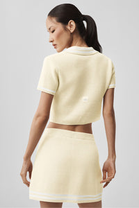 Tennis Club Sweater Knit Cropped Polo