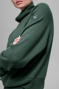 Waffle Weekend Escape Mock Neck Long Sleeve