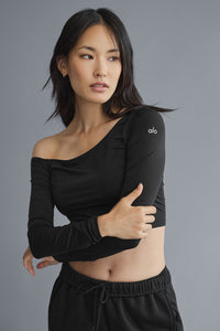 Asymmetric Sheer Glow Long Sleeve