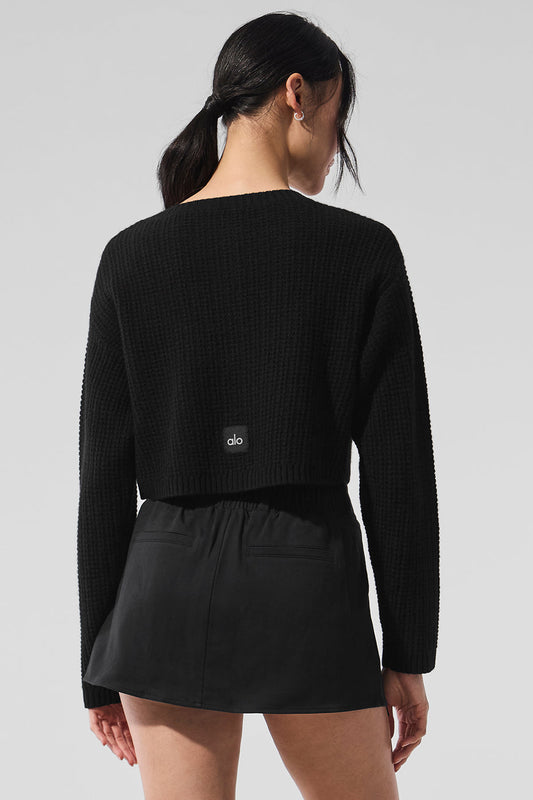 Cashmere Plush Waffle Cardigan