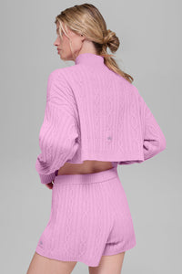 Cable Knit Cropped Winter Bliss Turtleneck Long Sleeve