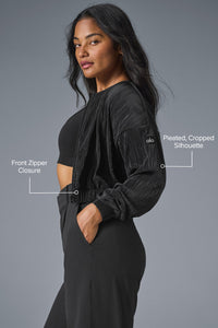 Cropped Micro Plisse Jacket