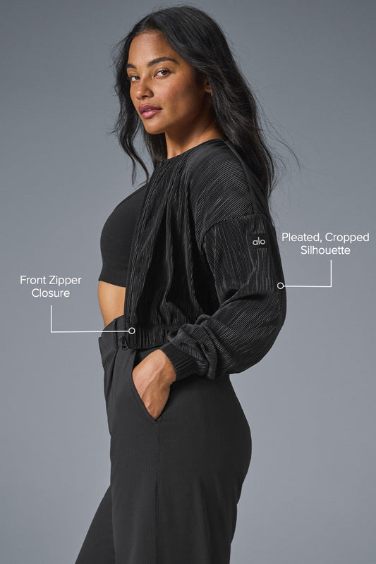 Cropped Micro Plisse Jacket
