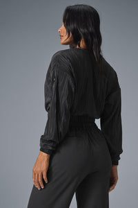 Cropped Micro Plisse Jacket